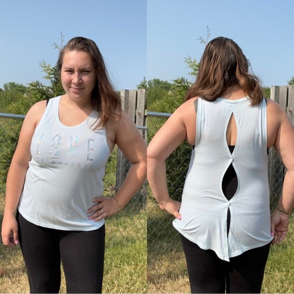 Victoria’s Secret Sport | Blue Holographic Cutout Open Back Tank | Size Small